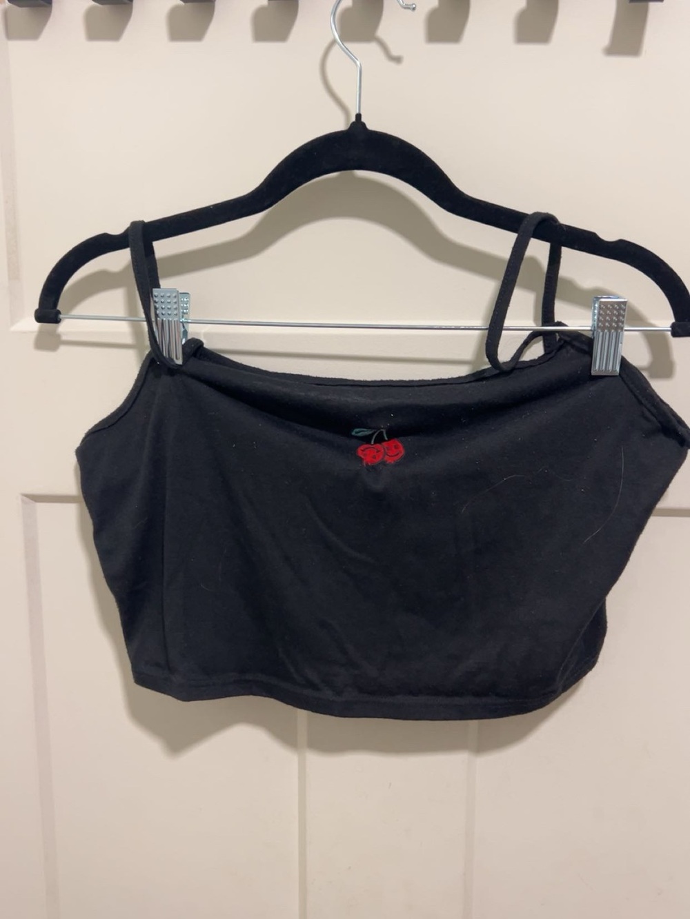 Black Cherry Embroidered Crop Tank Top - Women